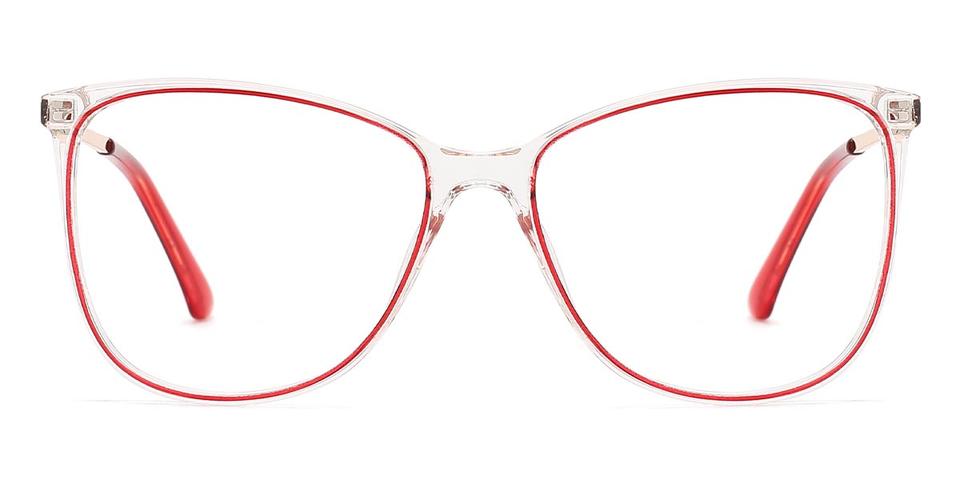 Clear Red Dmy - Square Glasses
