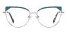 Silver Cyan Kabir - Cat Eye Glasses