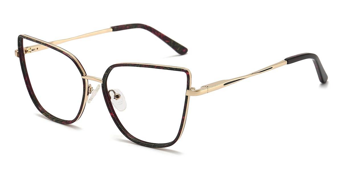 Gold Floral Leia - Square Glasses