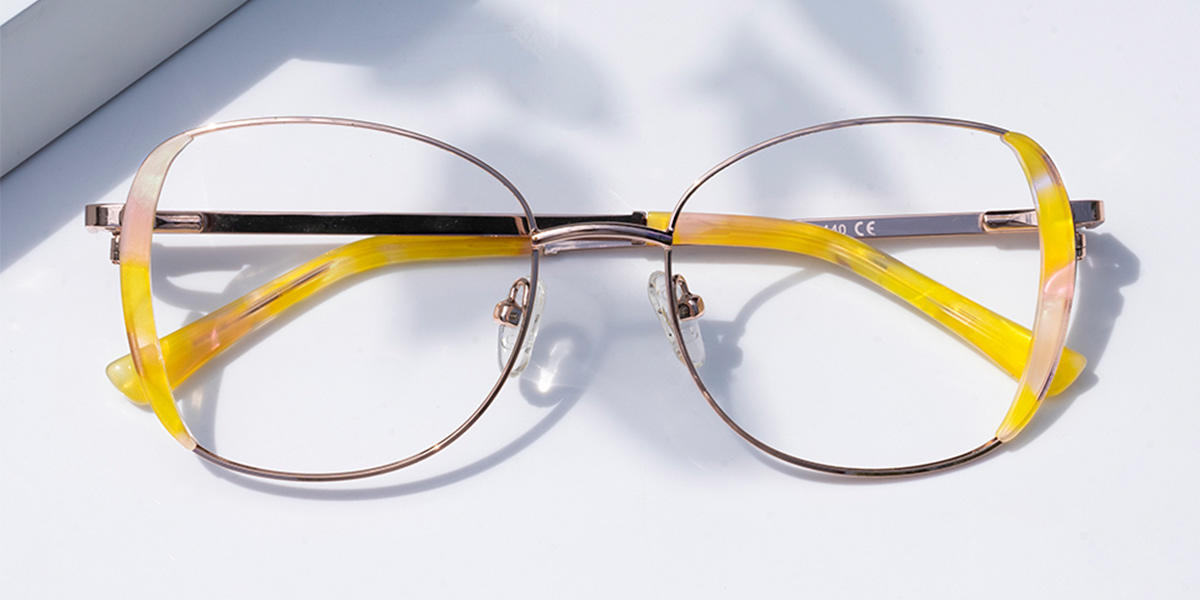Iridescent Yellow Mirja - Oval Glasses