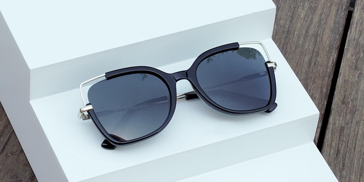 Black Grey Nicy - Square Sunglasses