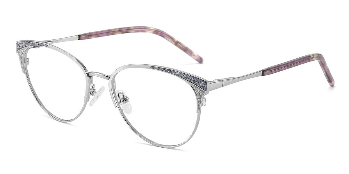 Silver Blue Elsie - Oval Glasses