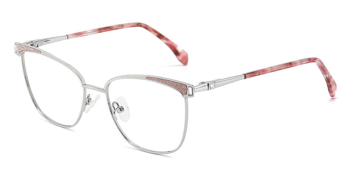 Silver Pink Atticus - Square Glasses