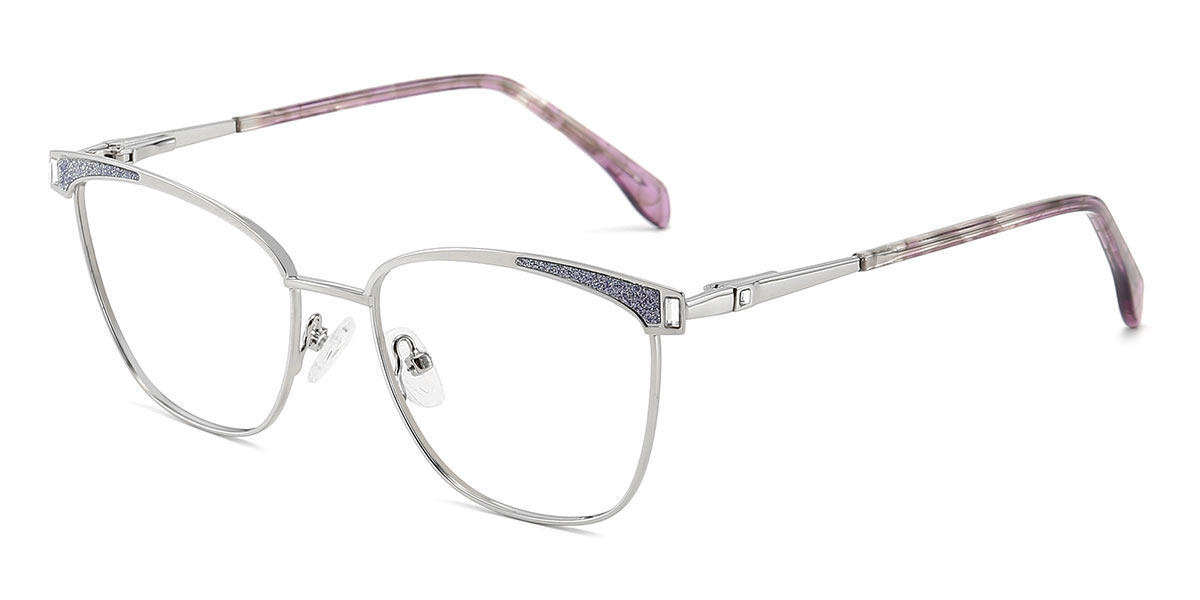 Silver Blue Atticus - Square Glasses