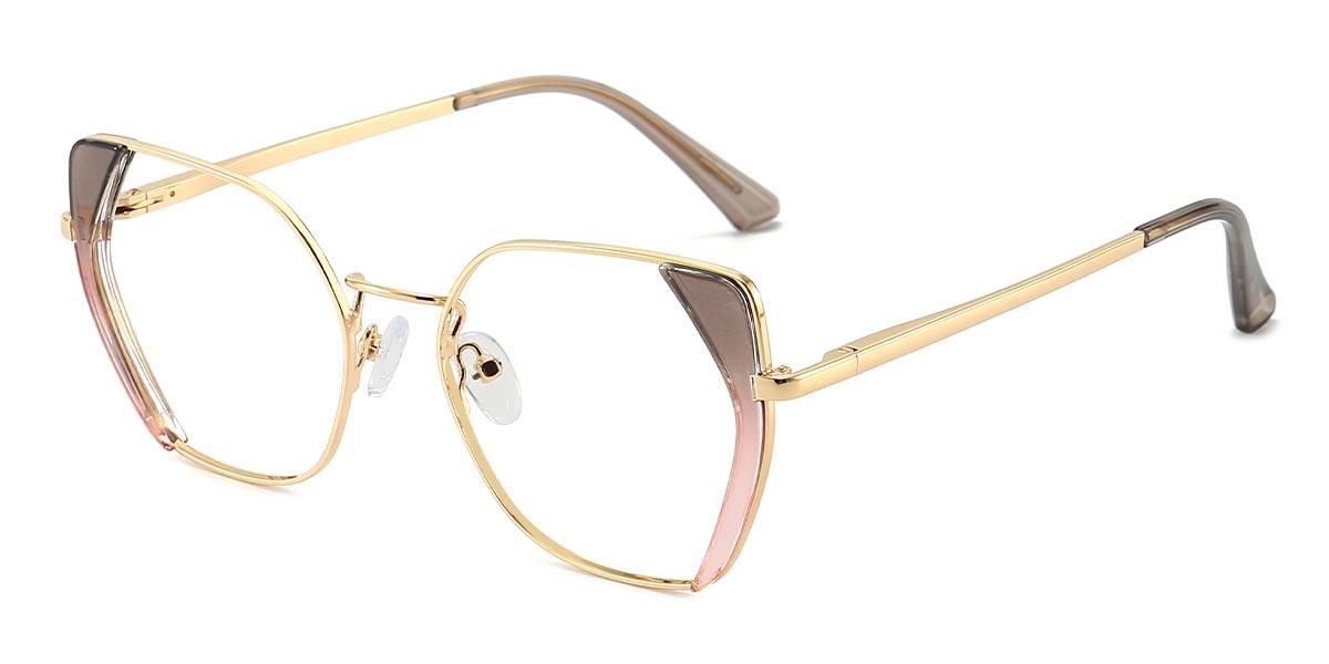 Gold Grey Pink Caden - Square Glasses