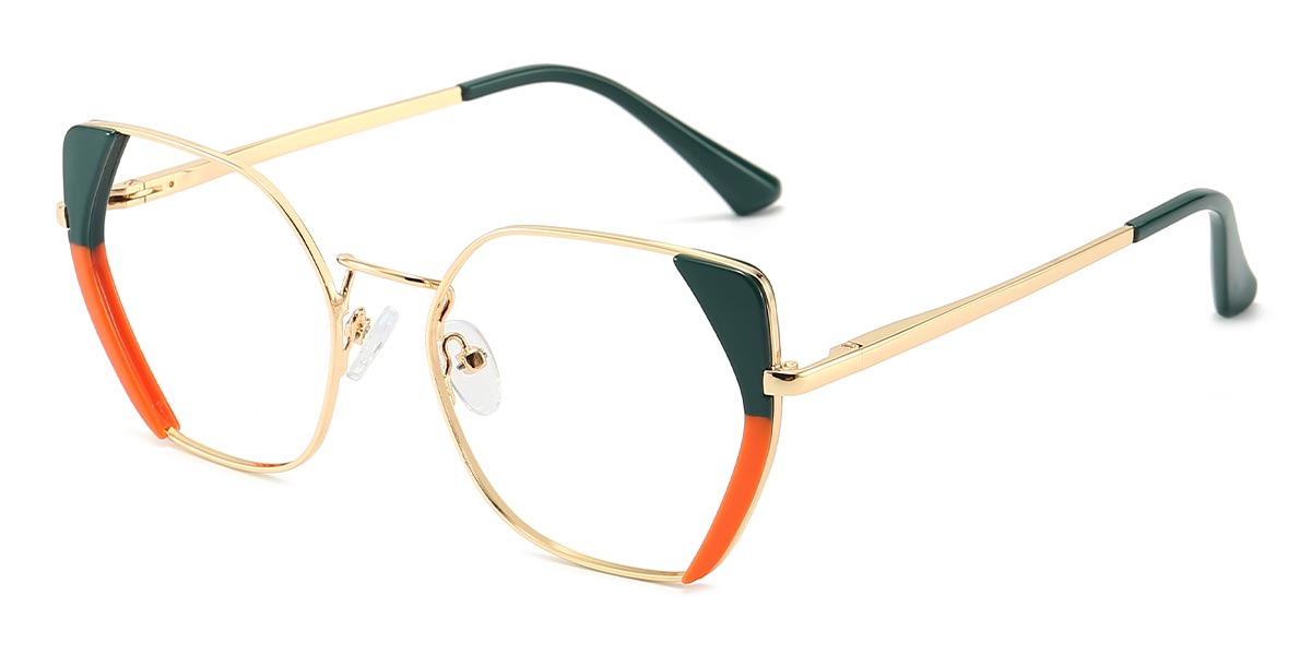Deep green Orange - Square Glasses - Caden