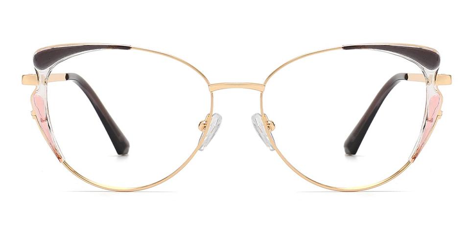 Gold Grey Pink Kaia - Cat Eye Glasses