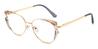 Gold Brown Blue Kaia - Cat Eye Glasses