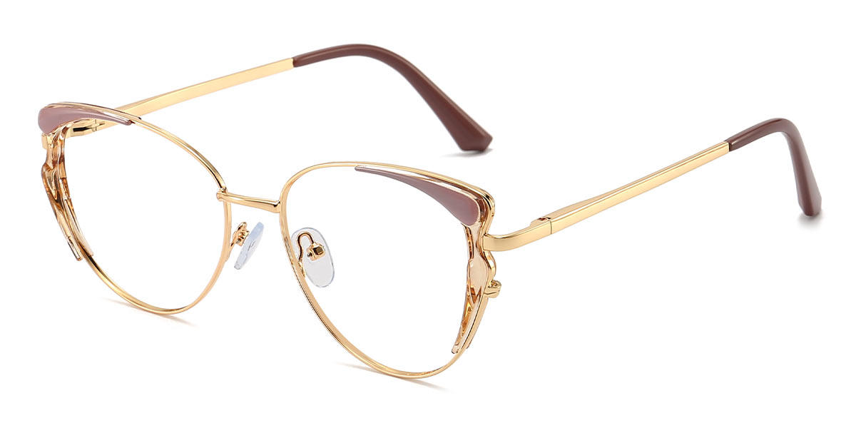 Gold Cameo Brown Tawny Kaia - Cat Eye Glasses