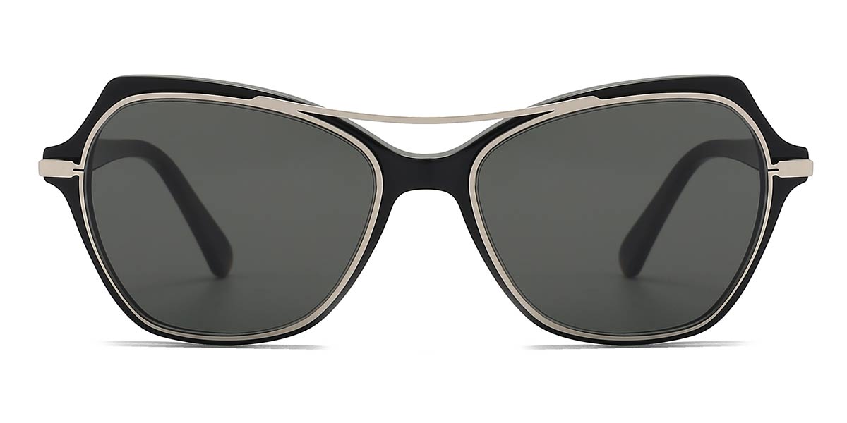 Black - Oval Clip-On Sunglasses - Sawyer