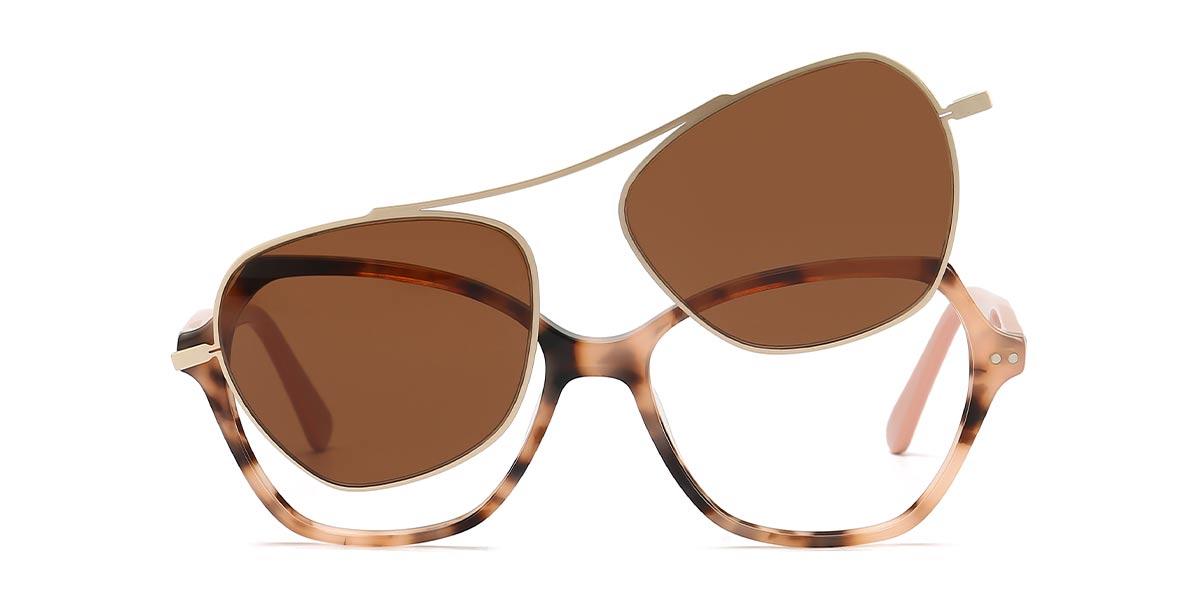 Tortoiseshell - Oval Clip-On Sunglasses - Sawyer
