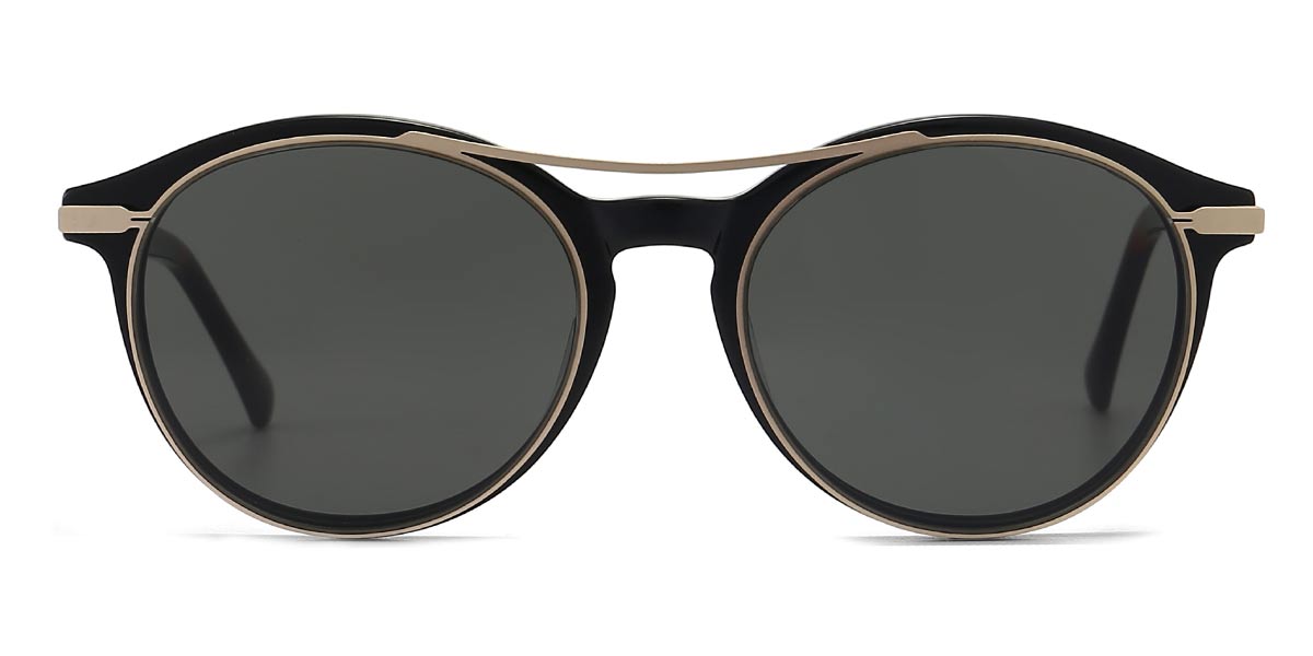 Black Grey Alayna - Oval Clip-On Sunglasses