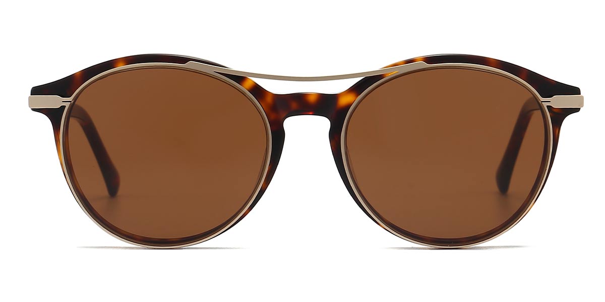 Tortoiseshell - Oval Clip-On Sunglasses - Alayna