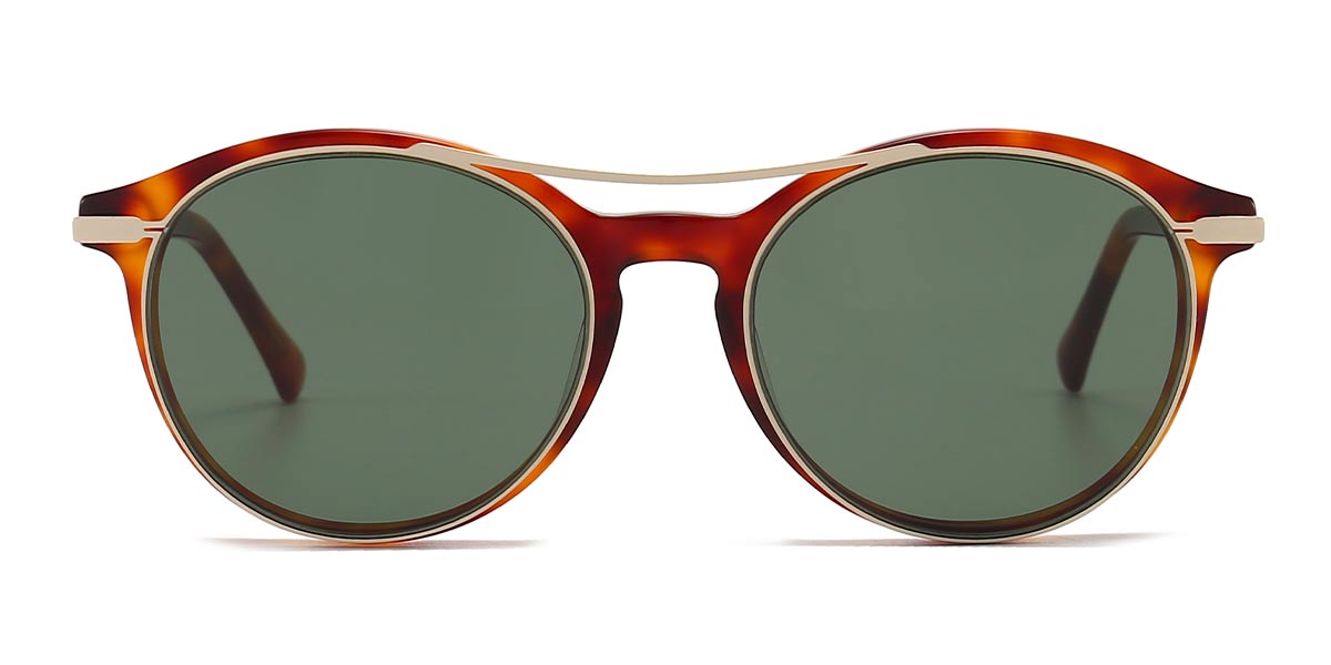 Tawny Tortoiseshell - Oval Clip-On Sunglasses - Alayna