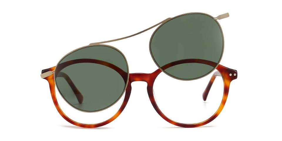 Tortoiseshell Grey Alayna - Oval Clip-On Sunglasses