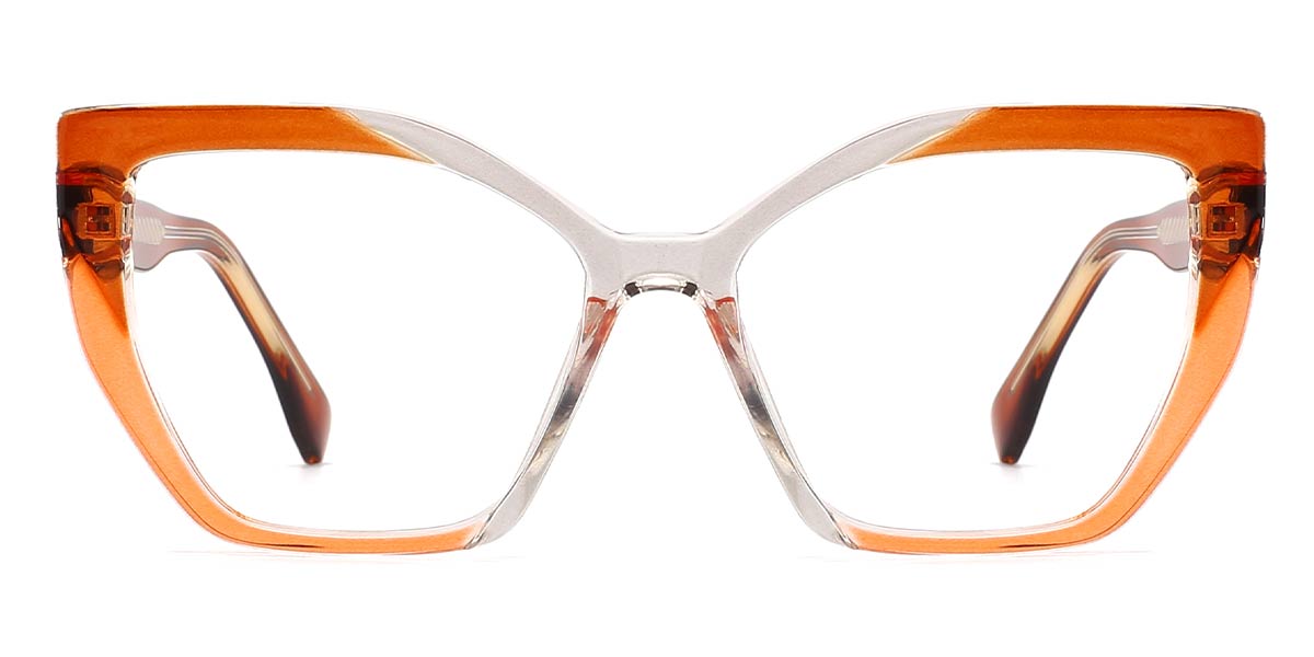 Orange Transparent - Square Glasses - Helena