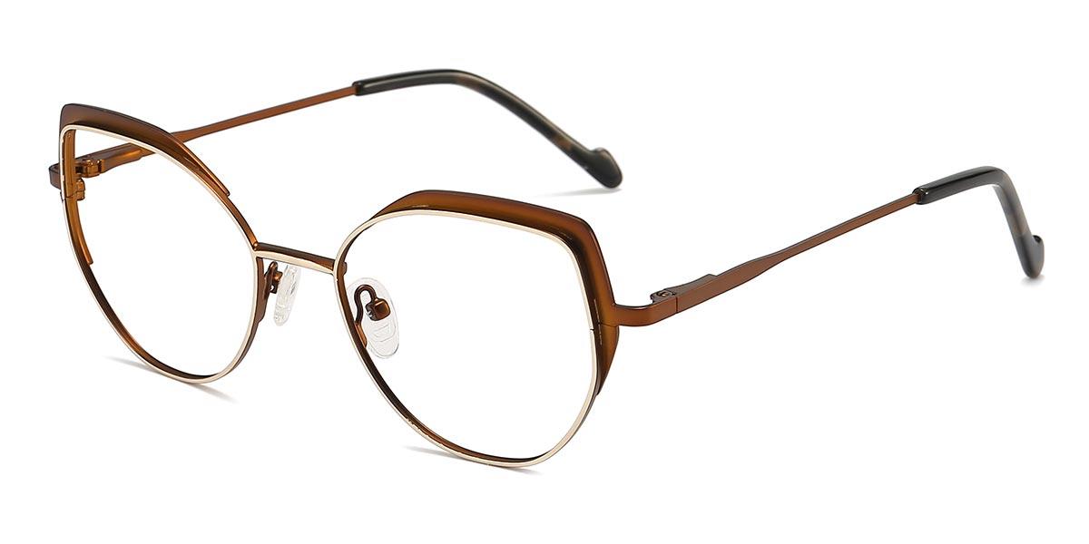 Gold Brown Barber - Oval Glasses