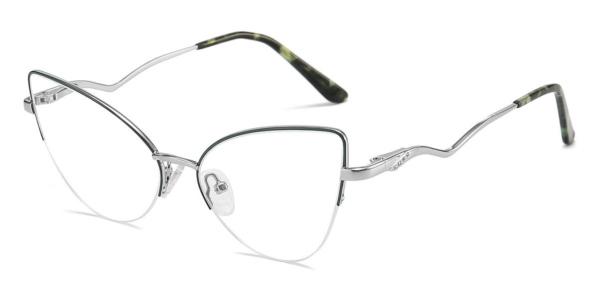Silver Green Ogden - Cat Eye Glasses