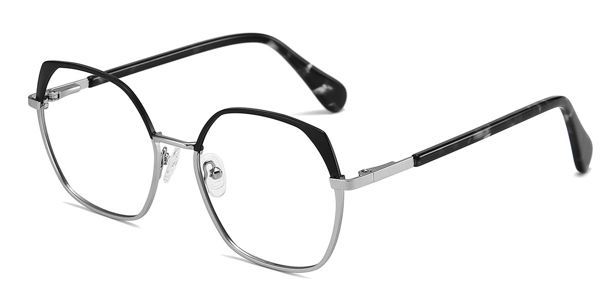 Black Silver - Oval Glasses - Amier