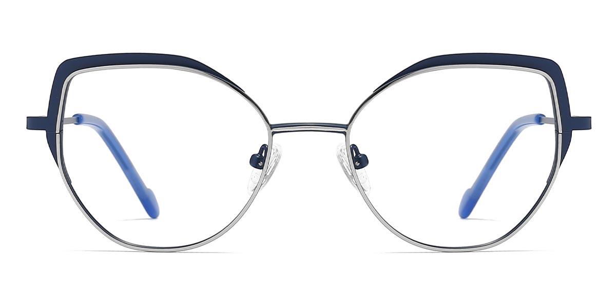 Silver Navy Blue Barber - Oval Glasses
