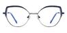 Silver Navy Blue Barber - Oval Glasses