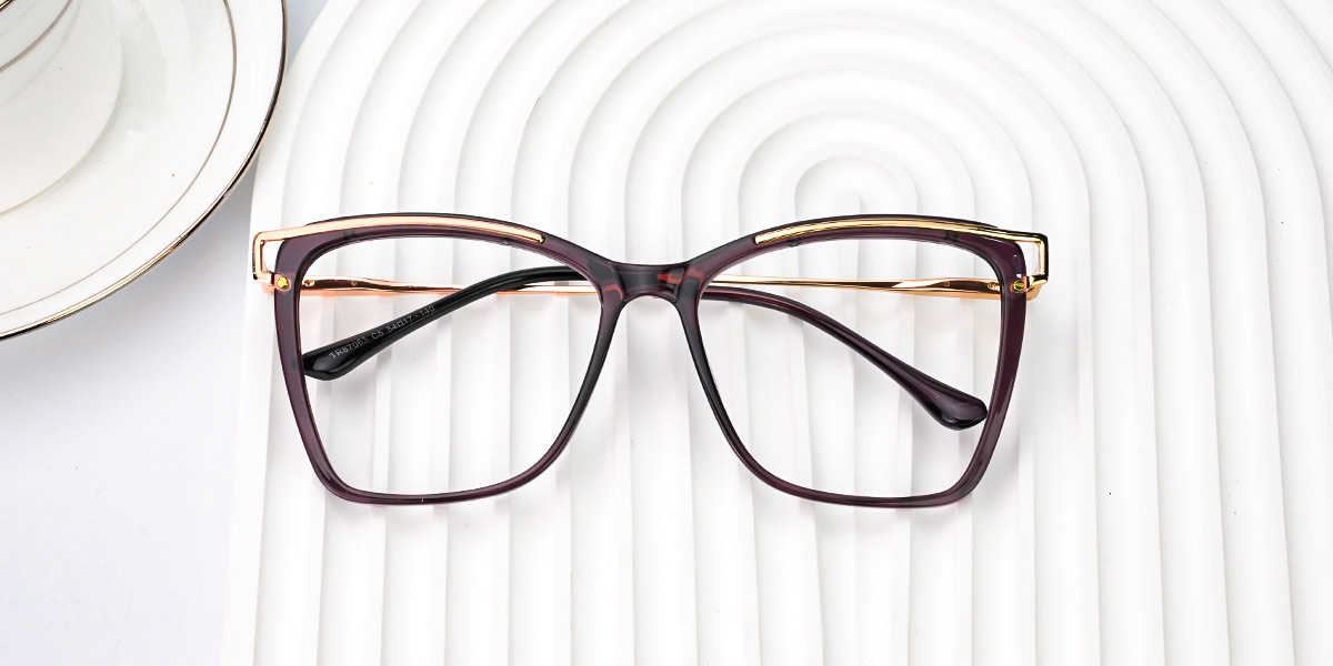 Purple - Square Glasses - Halia