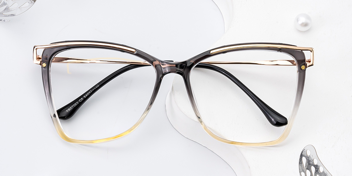 Gradient Grey - Square Glasses - Halia