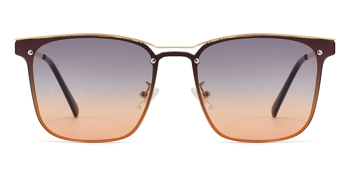 Gradual Brown Grey Orange - Square Sunglasses - Quad