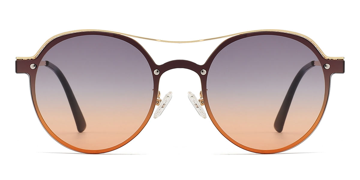 Gradual Brown Grey Orange - Aviator Sunglasses - Rabih