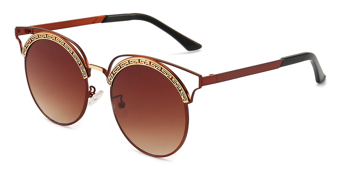 Brown Gradual Brown - Round Sunglasses - Pure