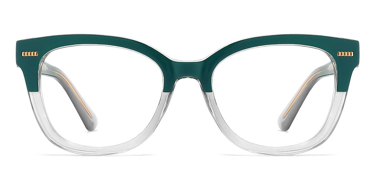 Deep Green Clear Barbi - Square Glasses