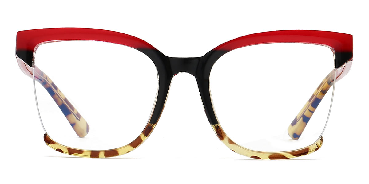 Red Tortoiseshell - Square Glasses - Leona