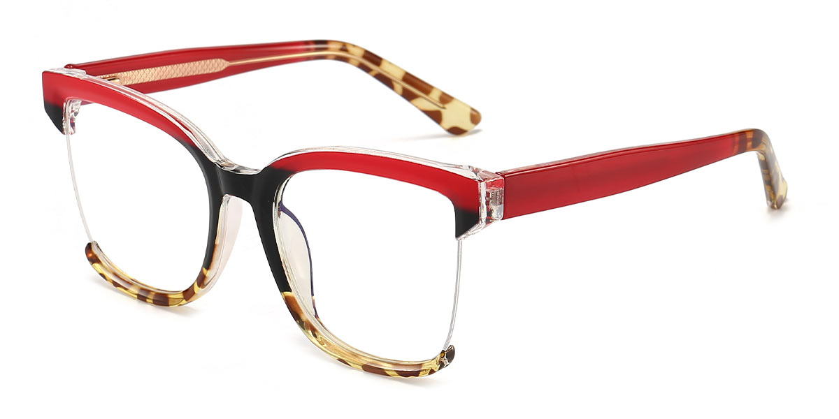 Red Tortoiseshell - Square Glasses - Leona