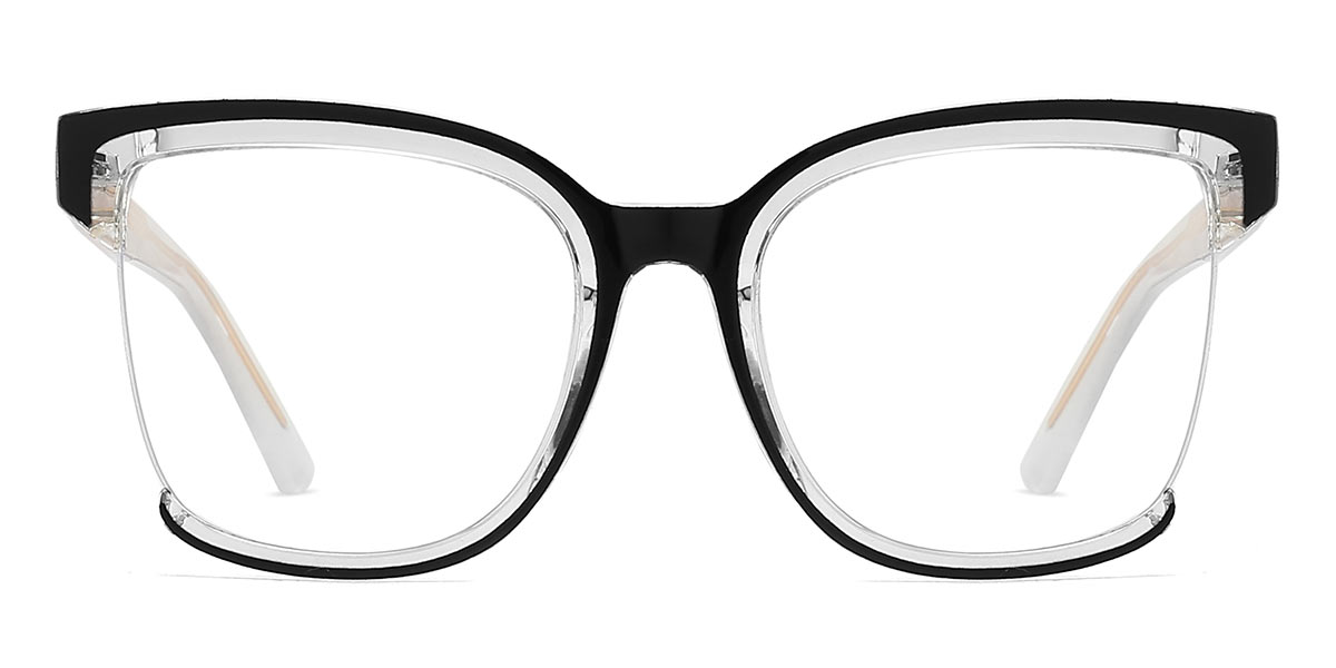 Black Transparent - Square Glasses - Leona