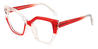 Clear Red Leny - Square Glasses