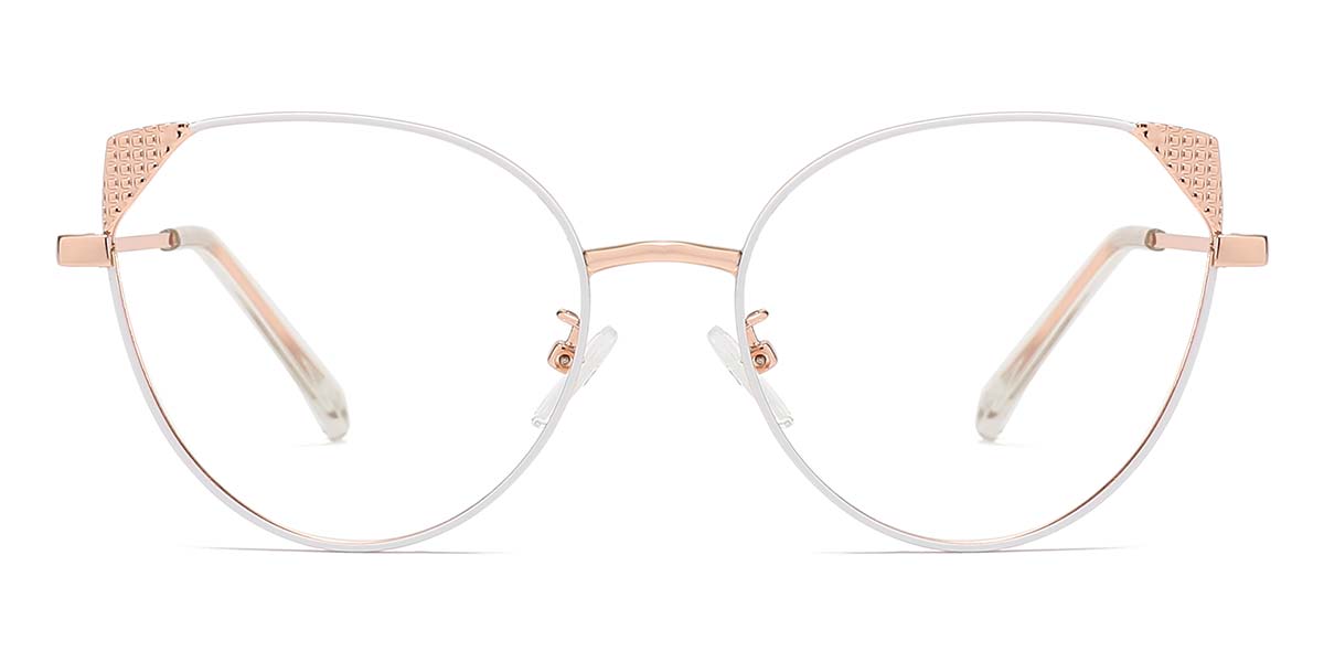 White - Cat eye Glasses - Leo