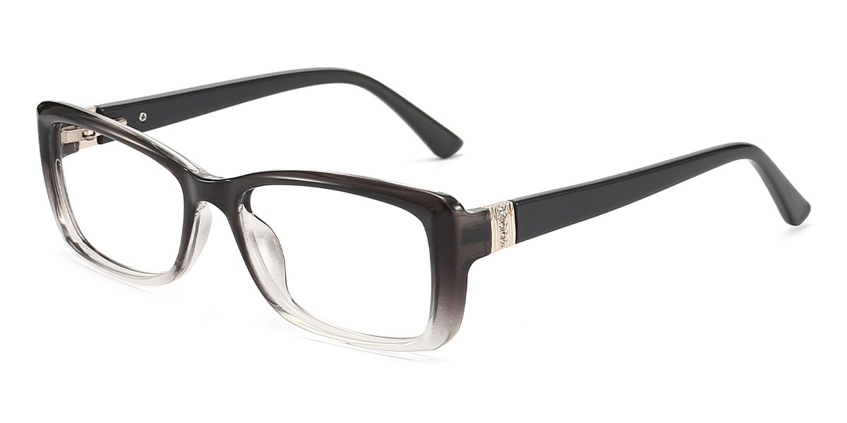 Black Transparent - Rectangle Glasses - Michel