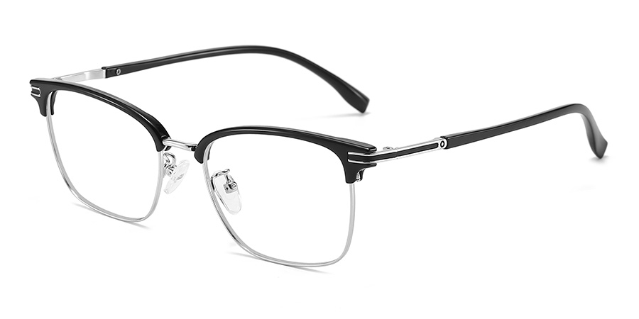 Black Silver - Rectangle Glasses - Jini