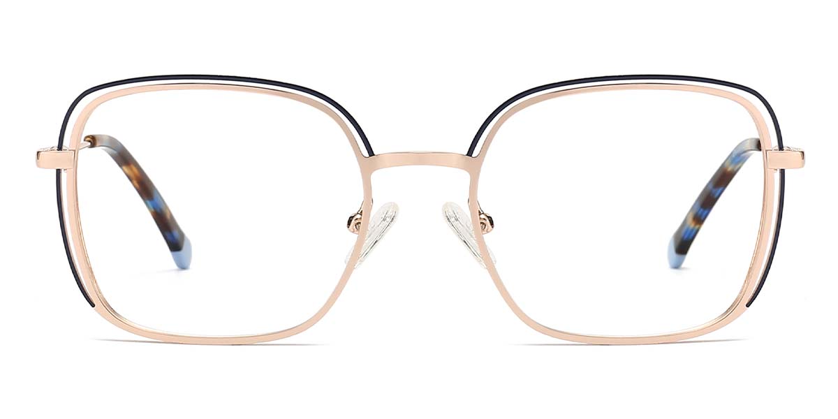 Navy - Square Glasses - Flora