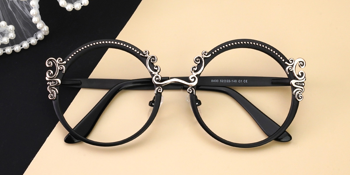Black - Round Glasses - Milani