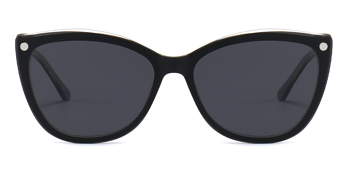 Black - Oval Clip-On Sunglasses - Colton