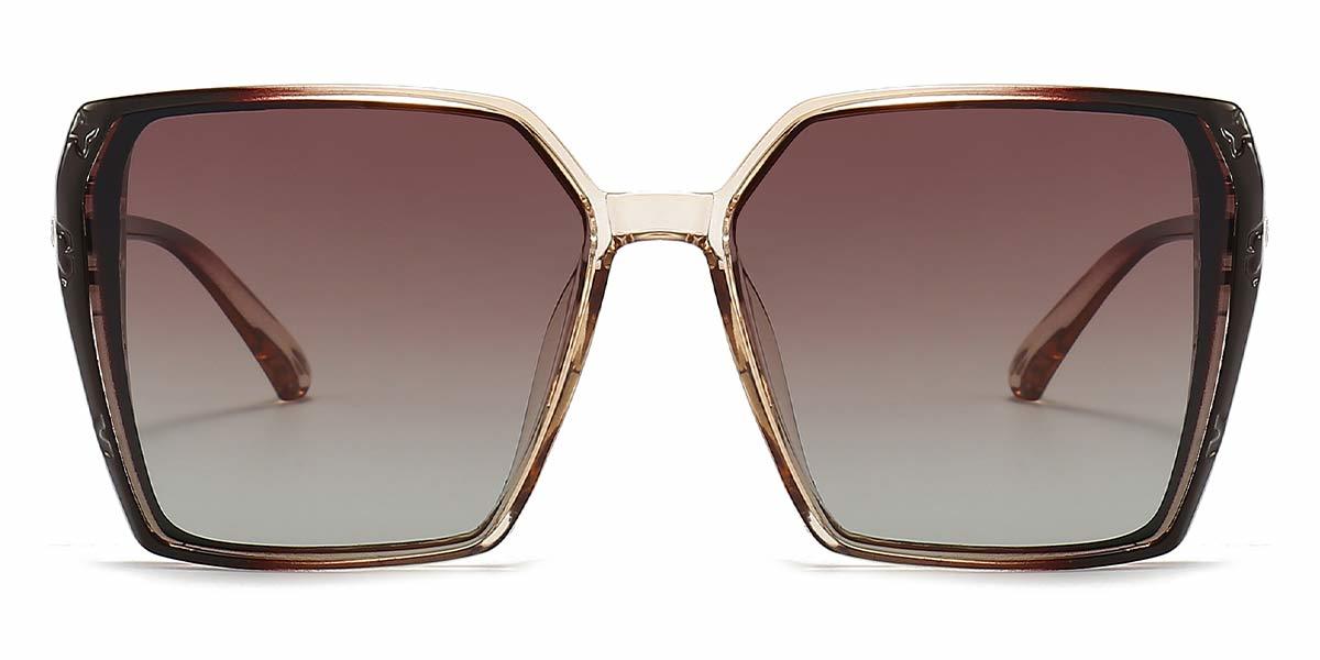 Brown Gradual Brown Casen - Square Sunglasses