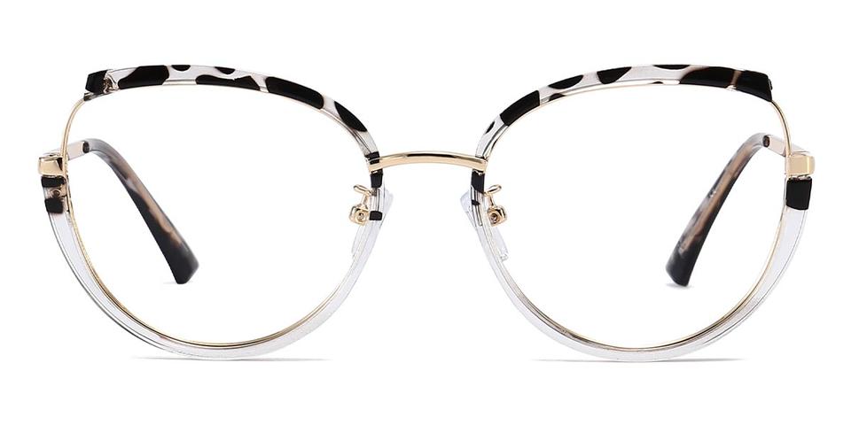 Grey Stripe Clear Rosie - Round Glasses