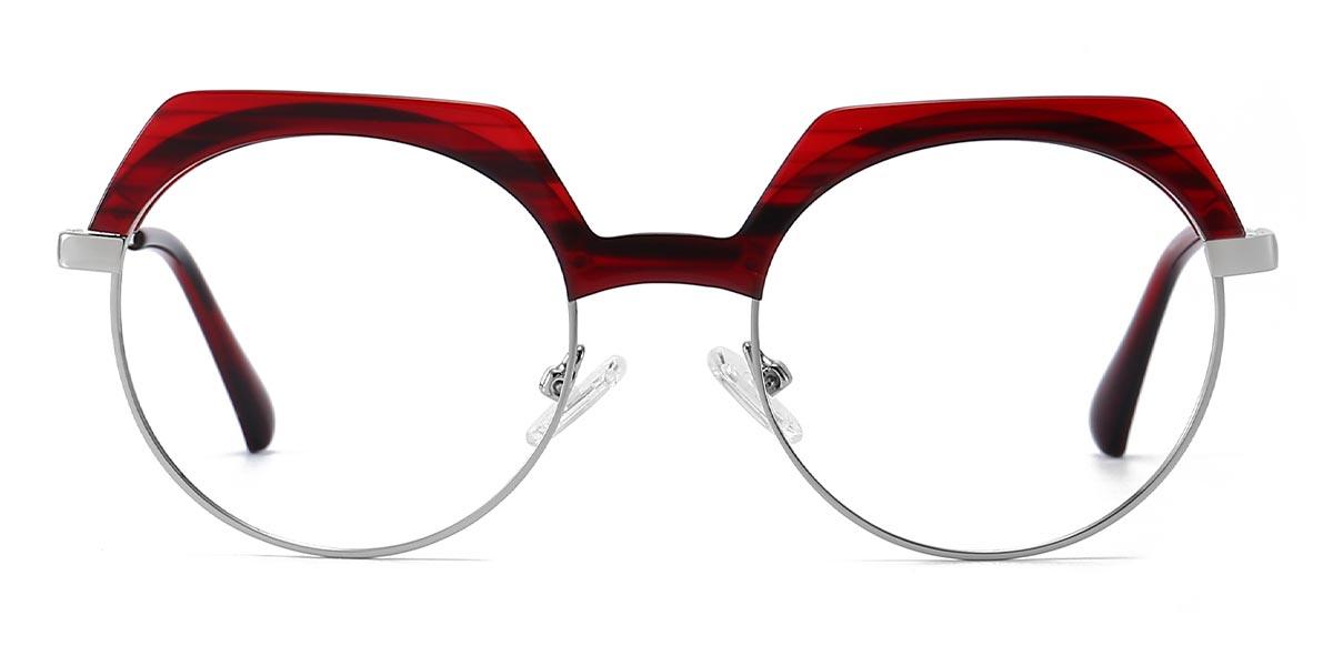 Silver Red Tortoiseshell Alivia - Round Glasses