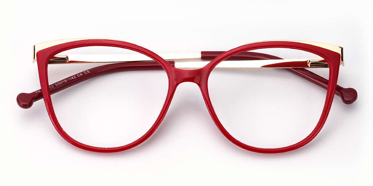 Red - Cat eye Glasses - Baltasaru