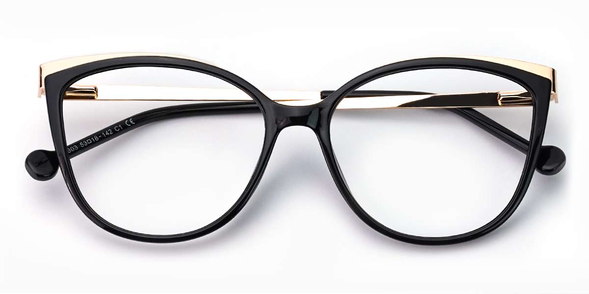 Black - Cat eye Glasses - Baltasaru