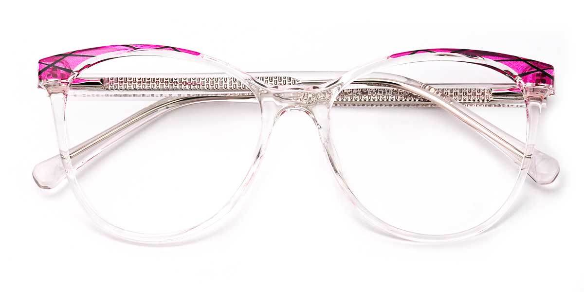 Clear Pink stripe Elizaveta - Oval Glasses