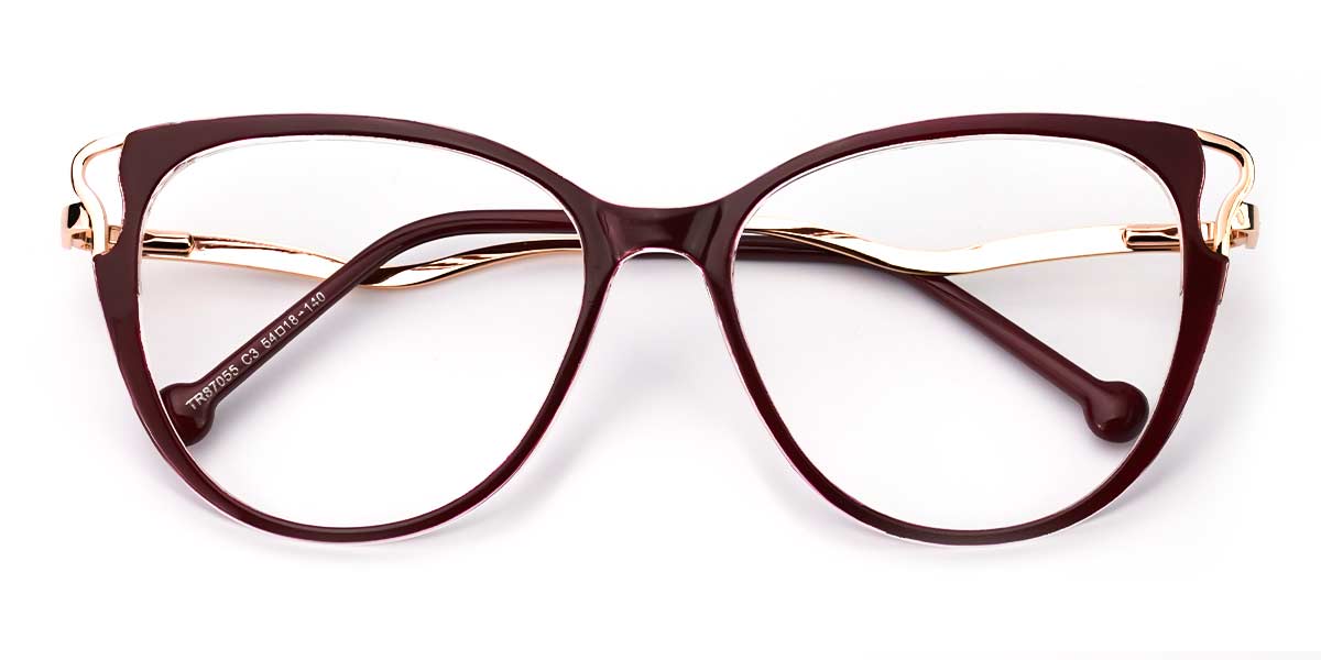 Wine - Cat eye Glasses - Odette