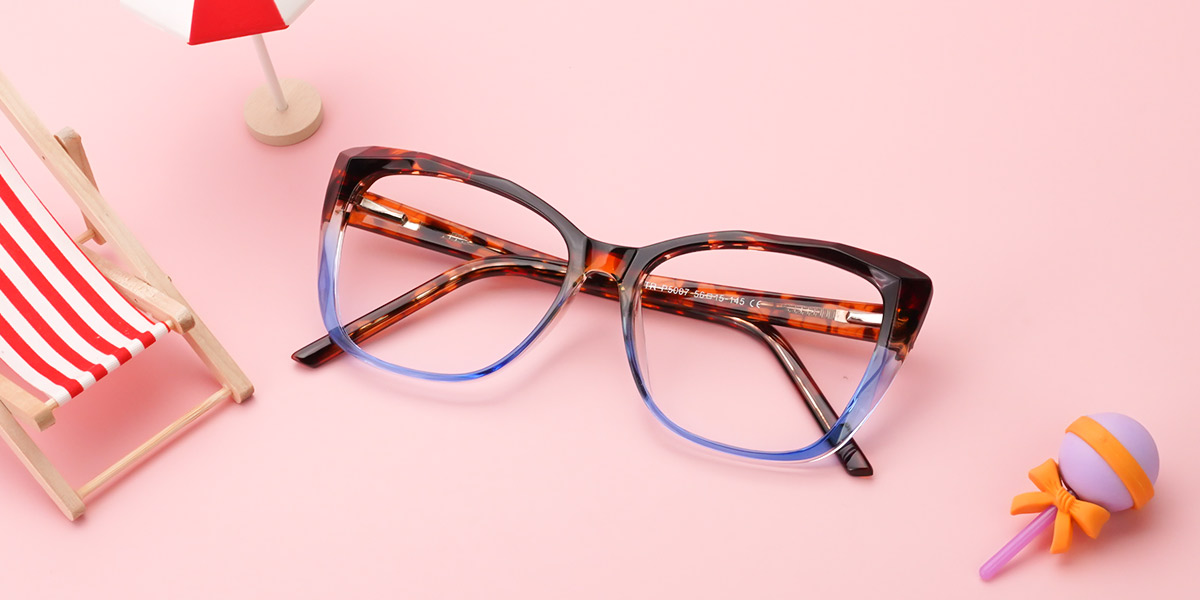 Tortoiseshell Blue - Cat eye Glasses - Persia