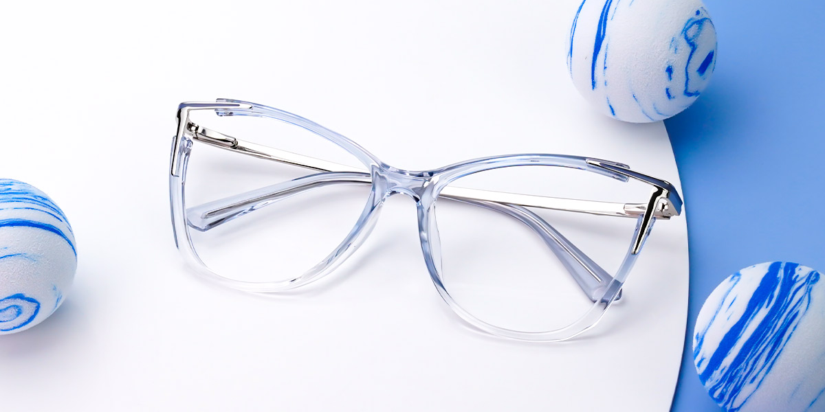 Blue - Cat eye Glasses - Elora